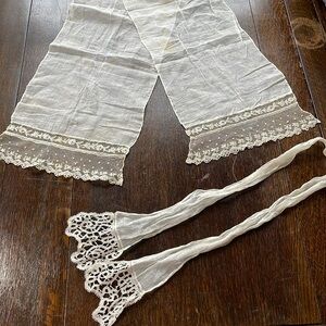 Lot of 2 Antique Edwardian Cotton Lawn Scarves | Circa 1900